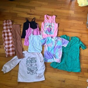 Girls 5 T toddler clothing bundle pant t shirts tank tops basics sweat Tee
